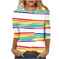 thumbnail image 3 of TaTaai Women's A 3/4 Sleeve Christmas Printed Round-neck Top Gift, 3 of 6