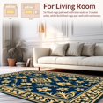 thumbnail image 2 of ODIKA 5'x7' Machine Washable Non-Slip Area Rug, Mediterranean Scrollwork Vine Blossom Classical Patina High Traffic Rug with Pad, Blue, 451796, 2 of 8
