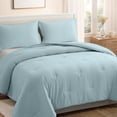 thumbnail image 6 of EMONIA 3pcs King Comforter Set Duvet Insert, All Season Quilted Down Alternative, Hotel Luxury Fluffy Soft Cooling, Skin-friendly Machine Washable Quilted with Corner Tabs (Sky Blue,90x102 inches), 6 of 7