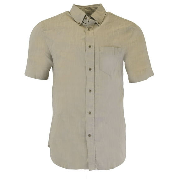 Gant Rugger Men's Solid Slub Textured Short Sleeve Button Down Shirt (341145), Medium, Dry Sand