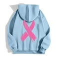 thumbnail image 6 of Hoodies for Teen Girls Cropped Hoodie Travel Style Outfit Women's Zip Up Hoodie Pullover Cancer Awareness Month Long Sleeve Pocket Drawstring Casual Sweatshirt For Everyday Wear, 6 of 6