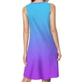 thumbnail image 2 of Blue purple gradient Spring Summer Dresses for Women Fashion T-shirt Dress Casual Sleeveless Loose Sundress with Pockets, 2 of 5