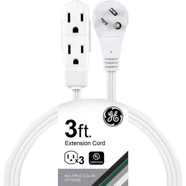 GE 69869 - Cable de extensión Plano de 3 tomacorrientes con múltiples tomacorrientes, Extensor de Sa