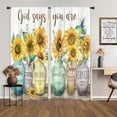thumbnail image 4 of Sunflower Bible Verse Curtains Christian Quotes Farmhouse Rustic Floral Flower Scripture Rod Pocket Retro Hummingbird Wooden Plant Bedroom Living Room Treatment Fabric 2 Panels 52Wx84H Inch, 4 of 6
