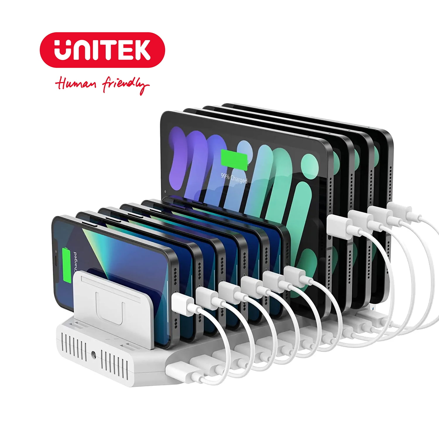 iPad Charging Station, Unitek 96W 10Port USB Charging Dock Hub with