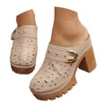 thumbnail image 3 of HSMQHJWE Sabots à Plateforme pour Femmes Mules Sandales à Talons Hauts Bout Rond Mules à Enfiler Talons Cloutés pour Femmes Chaussures Décontractées Confortables, 3 of 8