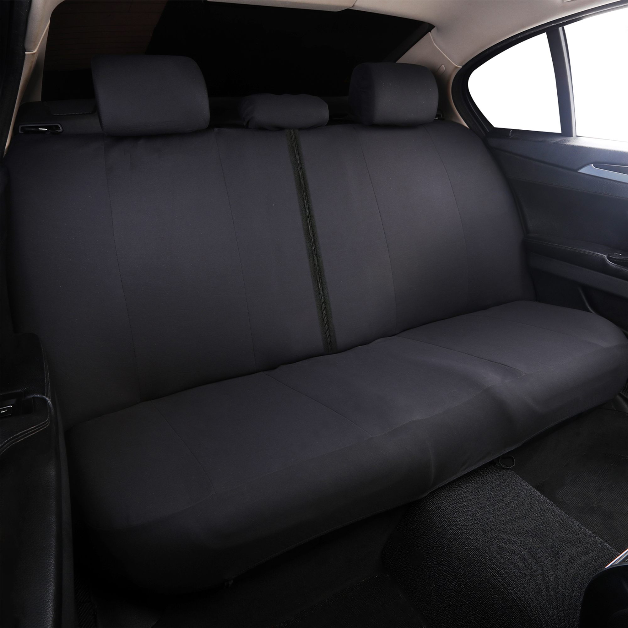 Universal Full Car Seat Covers for 5 Seats, Complete Black Auto Seat Protector Set, Compatible with Cars SUVs Trucks, All-Season Full Surround Protection