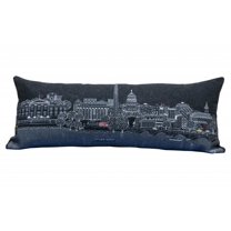 35" Black Washington DC Nighttime Skyline Lumbar Decorative Pillow