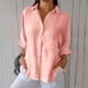 thumbnail image 2 of Vestidos Casuales Para Mujer, Blusas De Mujer De Moda Camiseta de lino con cuello y botones para mujer, informal, de manga larga, para el hogar, 2 of 6