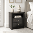 thumbnail image 4 of Prepac Fremont 2 Drawer Bedroom Nightstand with Open Shelf, 23.25" W x 16" D x 28" H, Black, 4 of 14