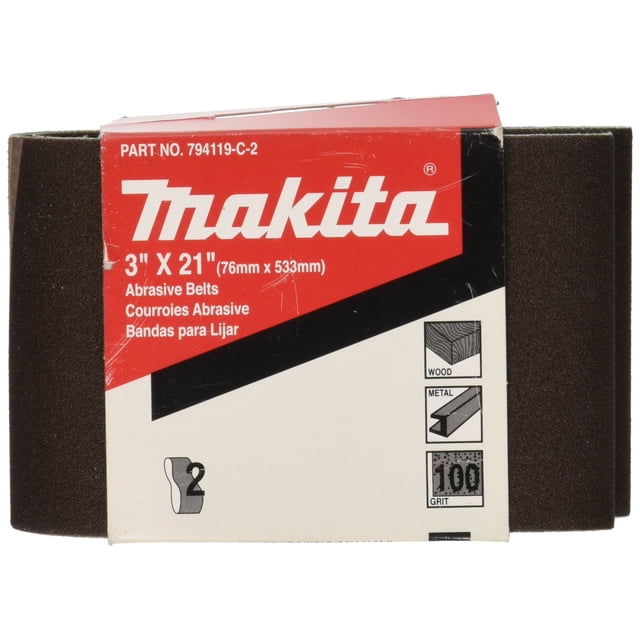 Cinturón abrasivo Makita 794119-B-2, grano 80, 3 x 21, paquete de 2