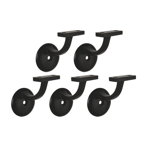 Design House 202655 Jumbo Hand Rail Bracket for Railings Stairways in Office Home or Any Room Matte Black 5-Pack