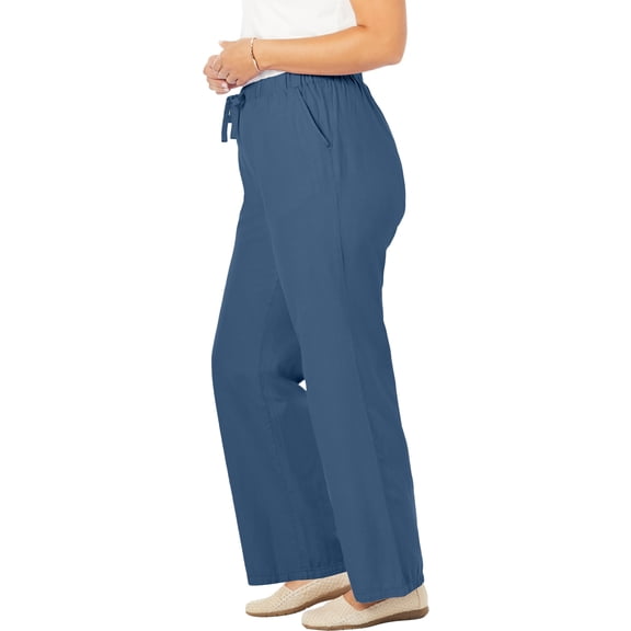 Woman Within Plus Size Tall Wide-Leg Drawstring Denim Pants
