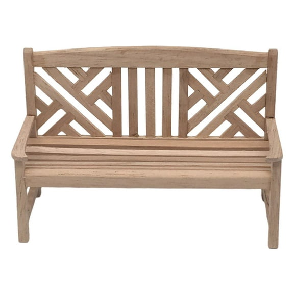 Portable Wood 1:12 Furniture Unpainted Garden Bench Birthday Gift
