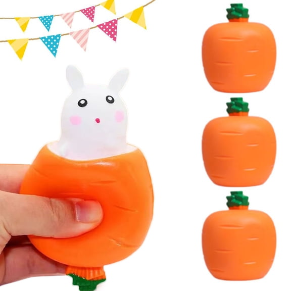 Slow Rising Carrot Bunny Pop-Up Squishy - Soft Sticky Squishy Fidget Toys for Stress Relief & Anxiety Relief