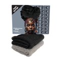 thumbnail image 1 of AFRIKI Esponja de red africana, esponja exfoliante africana, de propiedad negra, exfoliante corporal, exfoliante para baño y ducha, exfoliante de espalda, removedor de piel muerta (negro gris, 1 unida, 1 of 5