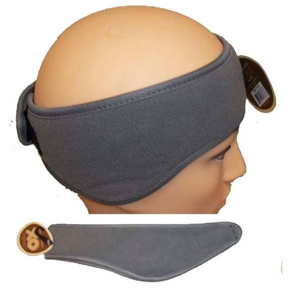 CrazyCoolBuys Gray Polar Fleece Velcro Adjustable Headband Earmuffs Winter Ear Band