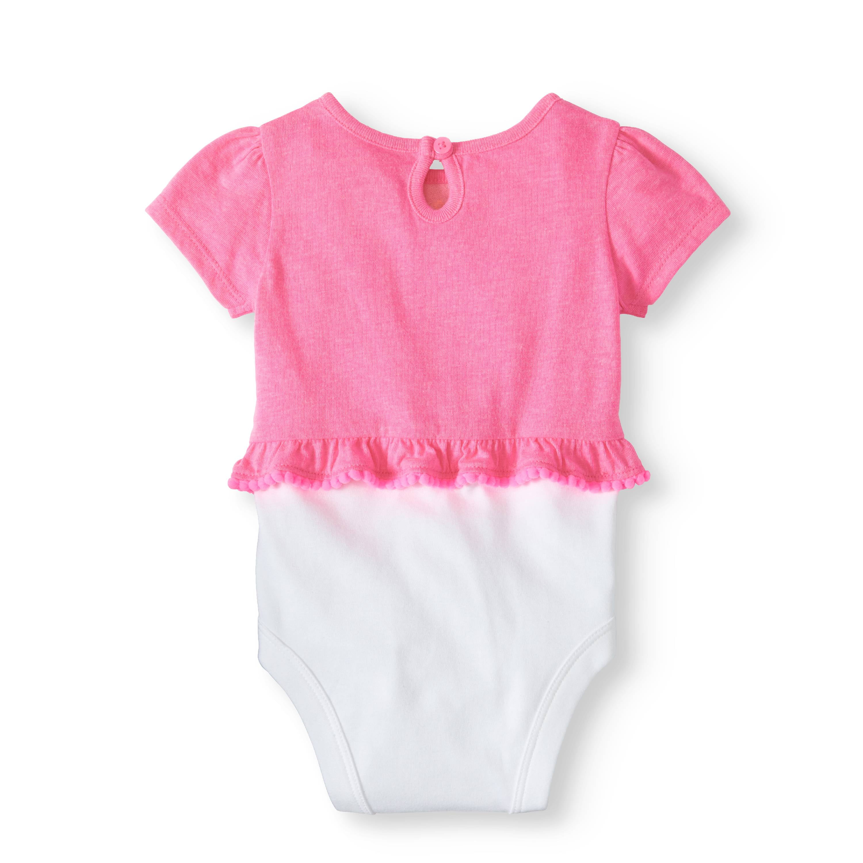 Baby Girl Peplum Bodysuit Printed Bodysuit Knit Shorts 3pc Set