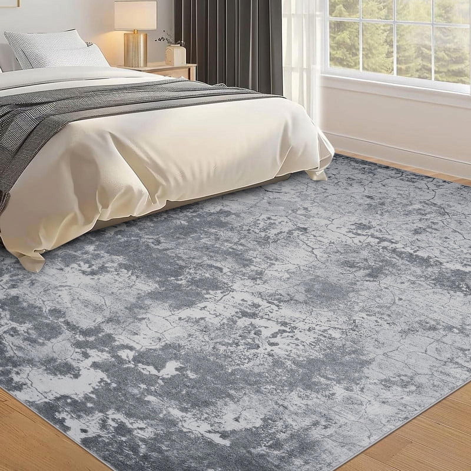 Living Room Area Rugs 8x10 Washable Abstract Neutral Modern Large Soft Indoor Rug Stain Resistant Non Slip Carpet for Bedroom Dining Room Home Office Grey