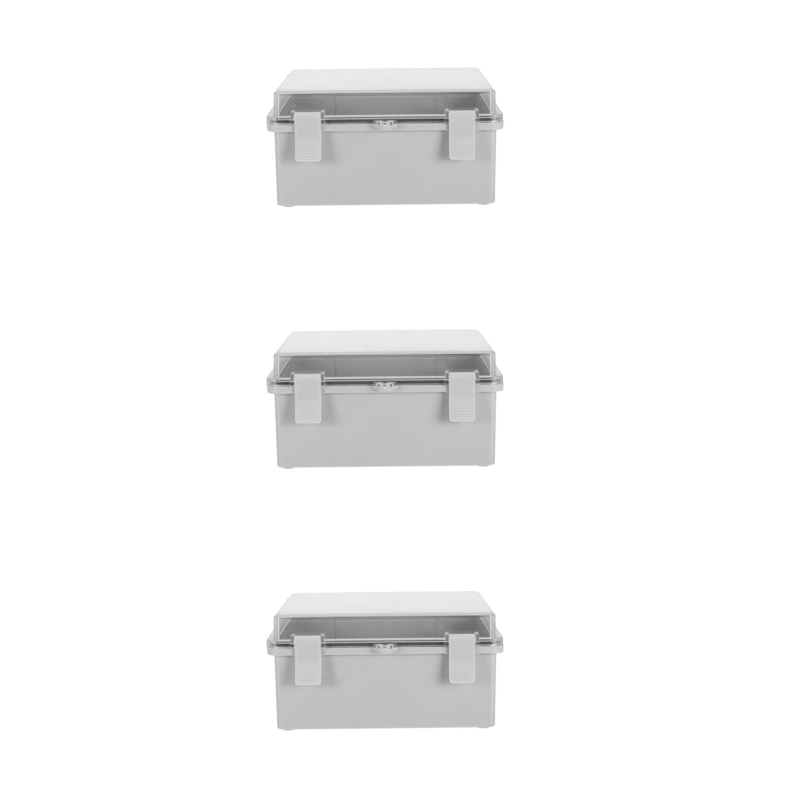 Worgeous 3pcs Plastic Waterproof Electrical Junction Box Dustproof Outdoor Project Enclosure With Hinged Shell And Wall Brackets