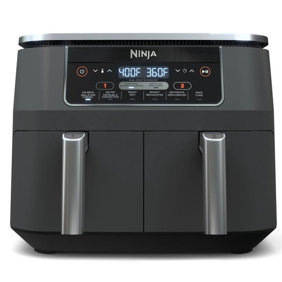 Freidora de aire Ninja Foodi Dual Zone 6 en 1 Doble Canasta 8 Litros Color Gris Obscuro