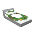thumbnail image 2 of Ambesonne Christmas Fitted Sheet & Pillow Sham Set, Evergreen Wreath Art, Twin, Green White, 2 of 2