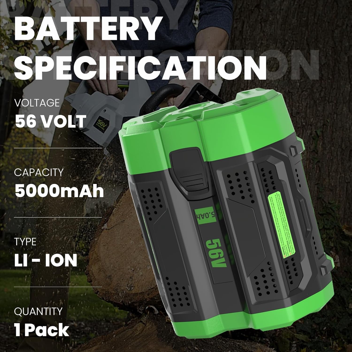 2 Packs 5000mAh High Capacity Replacement for EGO 56V Lithium-ion Battery Compatible with EGO 56 Volt 5.0Ah Battery BA2800T BA4200T BA1400 BA5600T LB6504 LB5804 LB6500 LB4800 Power Tools