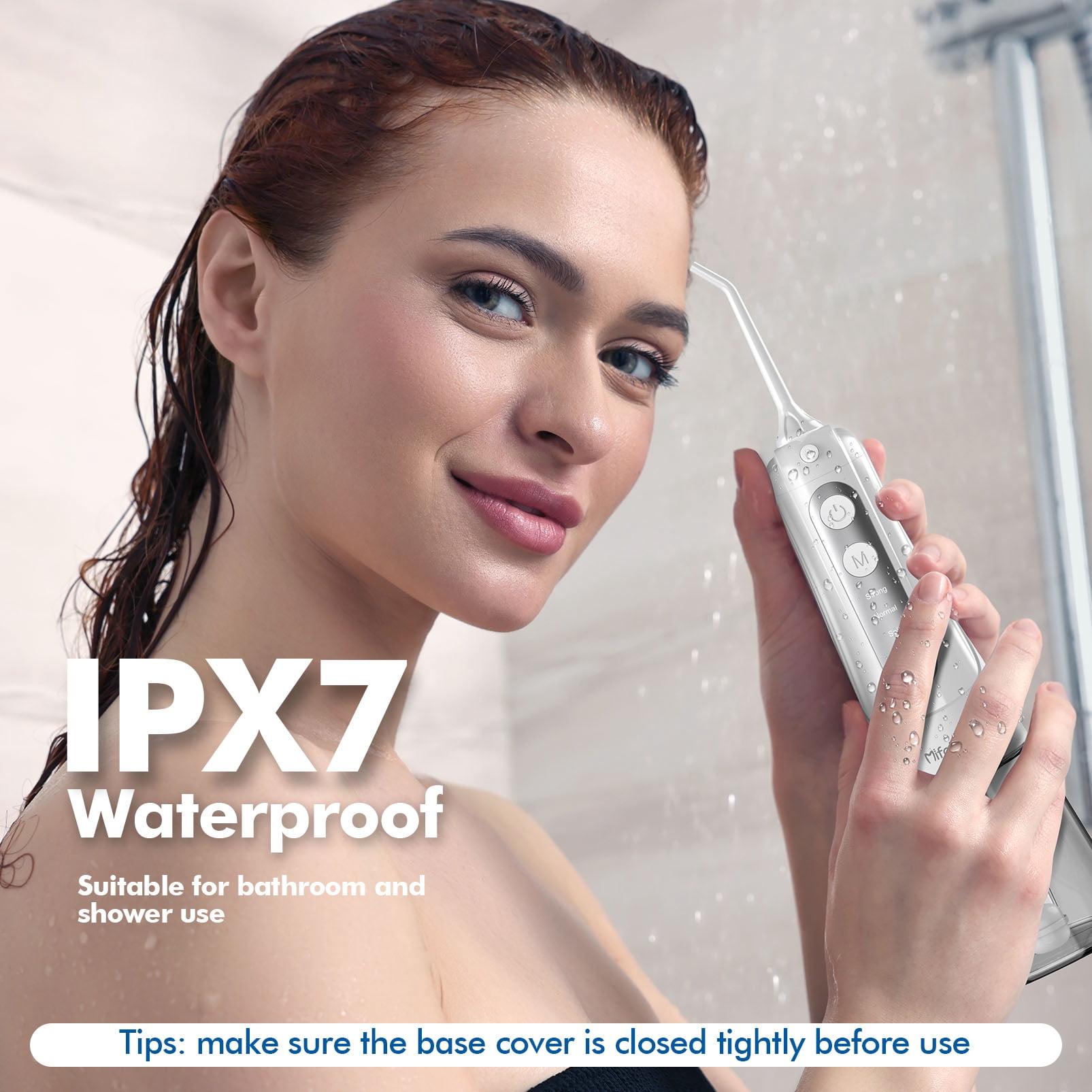 Cordless Water Flosser Dental Teeth Cleaner, 4 Jet Tips 4 Modes Oral Irrigator Portable, 300ML Tank USB Rechargeable IPX7 Waterproof, White