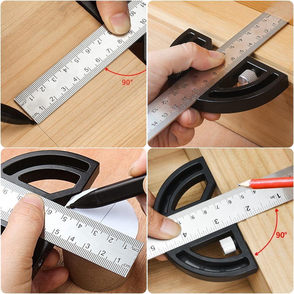 CEORPER T Shaped Woodworking Angles Ruler Protractor 8Inch Adjustable Angles Plate Scribing