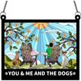 thumbnail image 1 of Adorno de atrapasol personalizado para parejas, "Tú, yo y los perros", atrapasol colgante para ventana personalizado para acampar, regalo de Navidad, cumpleaños, inauguración de la casa, día de San Va, 1 of 7