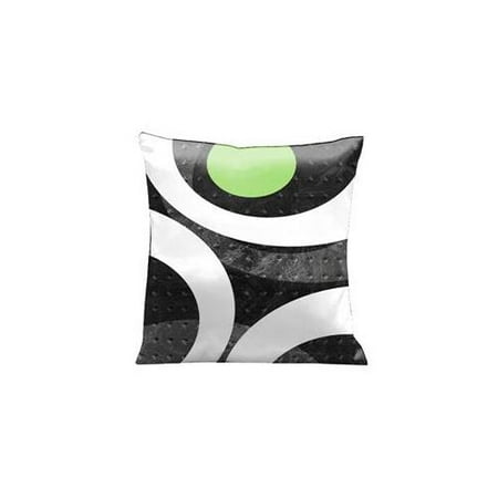 Lama Kasso 1451 Get the Loft Look with Metallic Grays and a splash of Green 18 in. Square Satin Pillow
