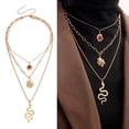 thumbnail image 2 of Multilayer chaîne Collier Rétro: Serpent Pendentif mode Collier Pull, 2 of 10