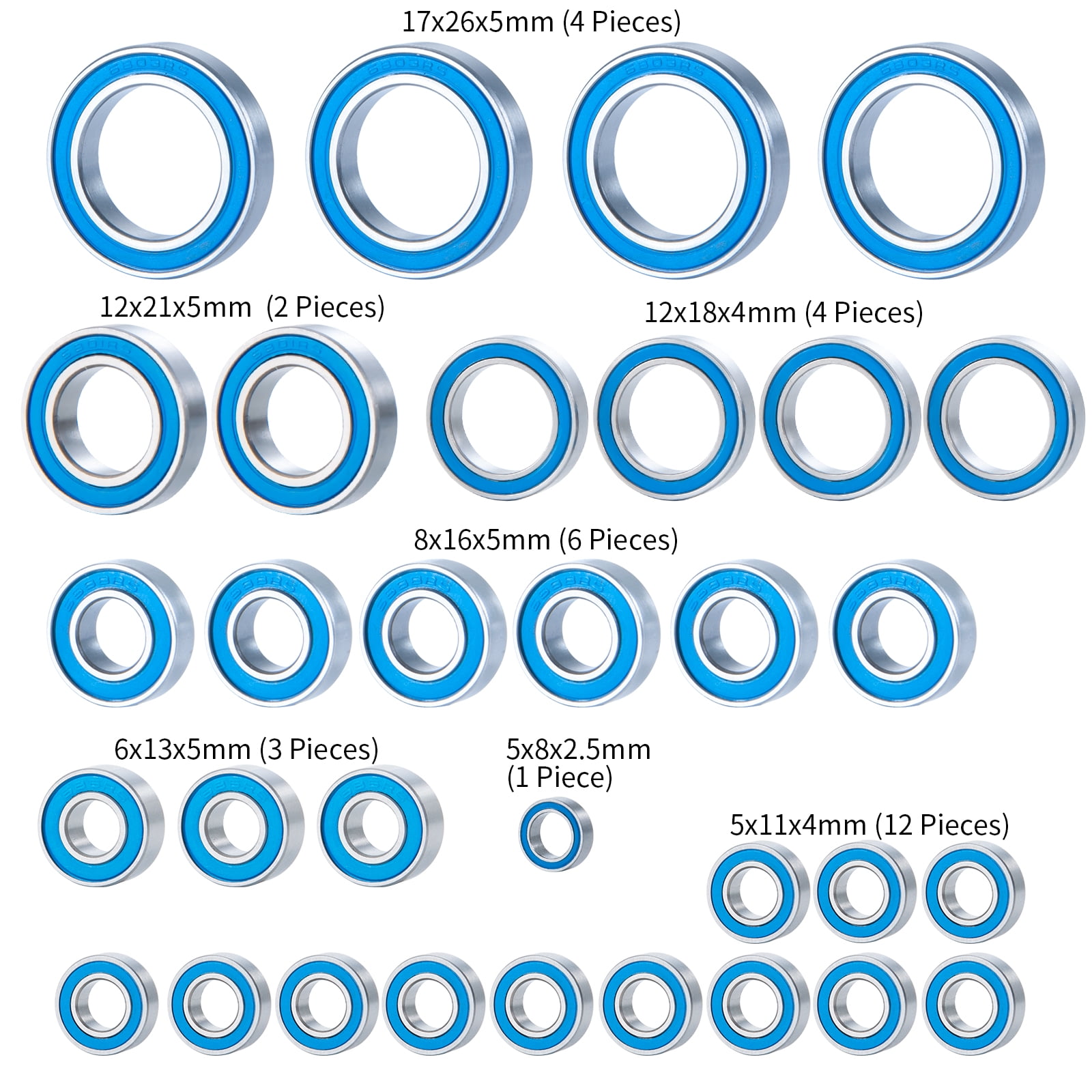 Enhanced Performance Blue Sealed 32PCS Set Ball Bearings Upgrade TRX4 TRX-4 E-Revo 2.0 - RC Parts & Accessories