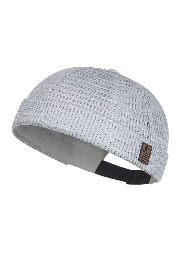 Mens Mesh Brimless Cap with No Brim, Summer Docker Cap Beanie Hat Flip Sailor Skullcap Breathable