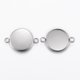 thumbnail image 1 of Tarnish Resistant 304 Stainless Steel Cabochon Connector Settings Plain Edge Bezel Cups Flat Round Stainless Steel Color 25.5x18x2mm Hole: 2.2mm, 1 of 2
