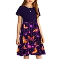 thumbnail image 4 of GaThRRgYP Print Dresses Sleeve Kids Baby Clothes Toddler Dress,Toddler Kids Girls Cute Splicing Print Short Sleeve Stretchy Dress A Line Dress Multicolor 7 Years, 4 of 7