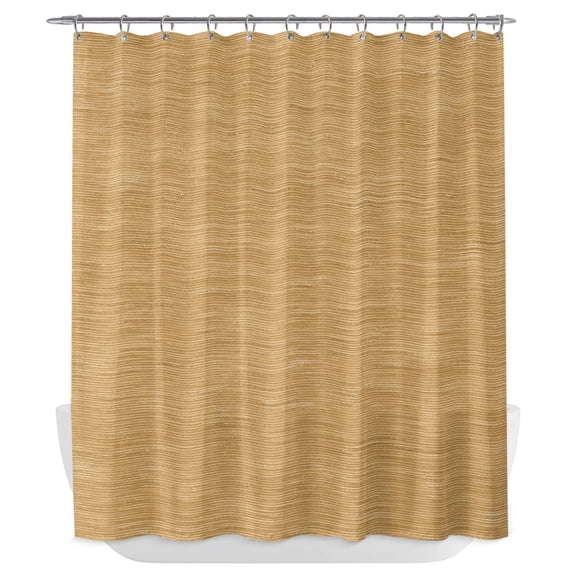 Ochre Solid Color Shower Curtain - Water Repellent Fabric Shower Curtains Washable, Minimalist Vintage Linen Texture Modern Decorative Polyester Cloth Bathroom Curtains Modern Bath Decor 72"x72"