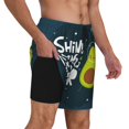 thumbnail image 2 of Kdxio Avocado In Space1 Print Men'S Swim Trunks With Compression Liner 7 Inch Inseam Quick Dry Swim Shorts, 2 of 7