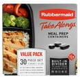 thumbnail image 2 of Rubbermaid TakeAlongs Meal Prep Food Storage Containers with Divided Base, 30 Pieces Value Pack, 2 of 3