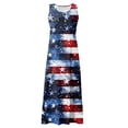 thumbnail image 5 of Women's Breathable Summer Dress Sleeveless Cotton Linen Sundress with Patriotic Print, Casual Pocket Design for Outdoor Wear,Navy M, 5 of 5