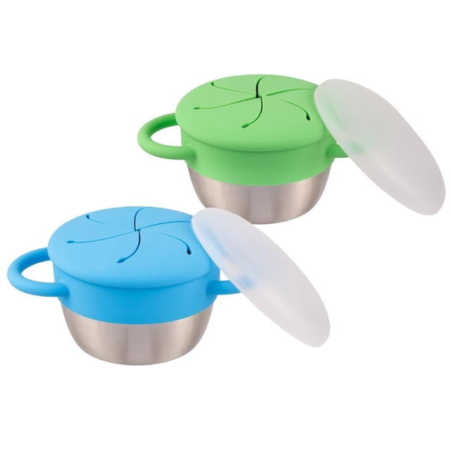Vasos para snacks Elk and Friends de acero inoxidable, 2 x 355 ml, a prueba de derrames