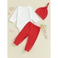 thumbnail image 4 of Kayotuas Heart-themed Baby Valentine’s Day Attire: Romper, Heart Print Pants, and Hat, 4 of 9