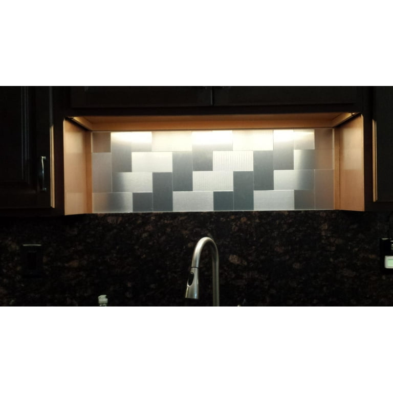 Art3d Brushed Aluminium 6 in. x 3 in. Peel and Stick Wall Tile Backsplash (100-Pack) Art3d Brushed Aluminium 6 in. x 3 in. Peel and Stick Wall Tile Backsplash (100-Pack)
