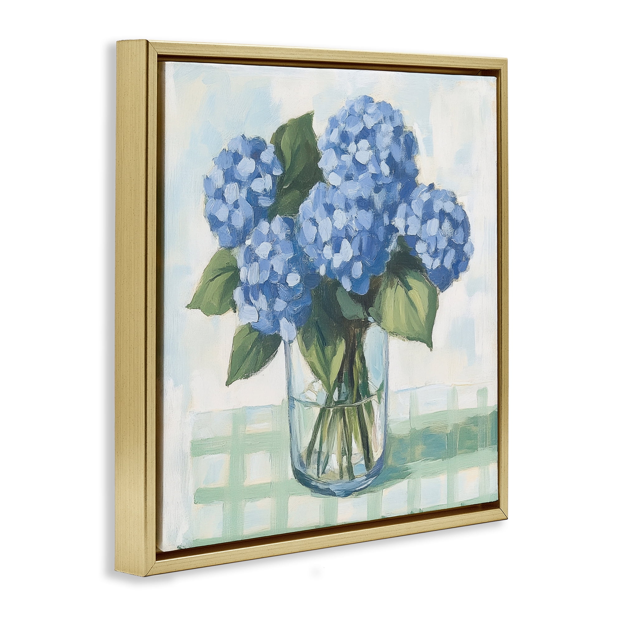 Stupell Industries Quaint Picnic Hydrangeas Gold Framed Floater Canvas Wall Art, design by Petal Prints Design