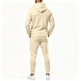 thumbnail image 3 of Classic Plain Track Suits Mens Full Zip Long Sleeve Hoodie Slim Fit Elastic Jogger Pants Streetwear Outfit Beige L, 3 of 3