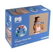 POPSUGAR 32lb Neoprene Dumbbell Set with Rack, 3lb, 5lb & 8lb Hand Weights for Strength Training, Home Workouts & Pilates