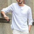 thumbnail image 4 of DPTALR Chemises pour Hommes Style Capables en Pur Coton et Lin Haut à Manches Sept-Huitièmes, 4 of 9