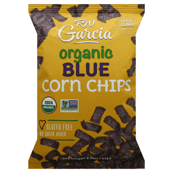 RW Garcia Organic Blue Corn Chips Gluten Free and No Sugar Added, 8.25oz (Pack of 12)