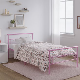 Glenwillow Home I-115PR Insta-Lock Bed Frame with Wheels - Queen