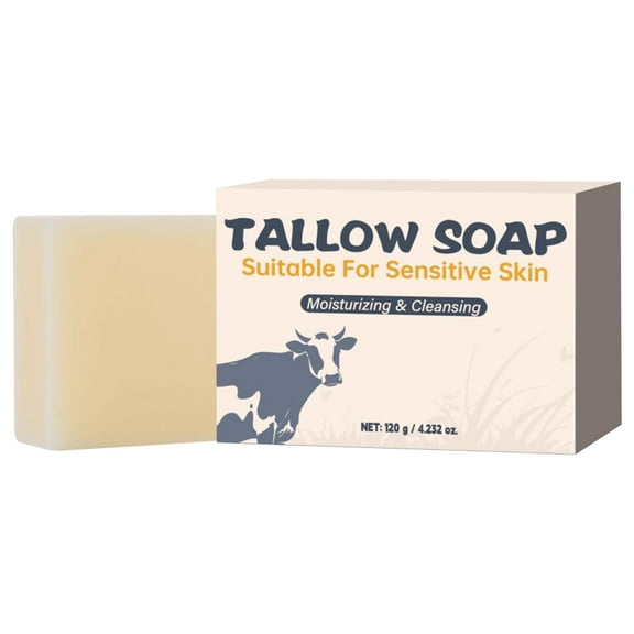 LEHOZIHEQ Beef Tallow Soap Bar – All Natural Grass Fed Tallow Soap Unscented – Moisturizing Face & Body Wash Great for Eczema, Dry, Itchy, Sensitive Skin